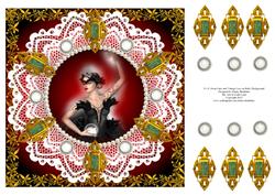 8 x 8 Swan Lake Odile and Vintage Pearls and Lace Card