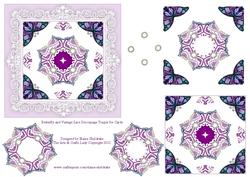 Butterfly and Vintage Lace Decoupage Topper for Cards