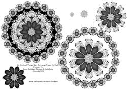 Jet Black Vintage Lace Decoupage Mandala Topper for Cards