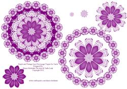 Purple Vintage Lace Decoupage Mandala Topper for Cards
