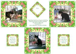 Katy Kitty Cat and Watercolour Rose Toppers and Gift Tag