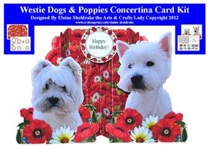 Westie Dogs and Poppies 3D Concertina Card Kit