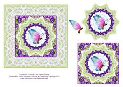 Butterflies, Crocus & Vintage Lace Square Topper