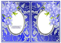 Blue Orchids with Blue & Silver Diamonds Double Frames