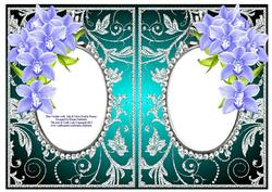 Blue Orchids with Jade & Silver Diamonds Double Frames