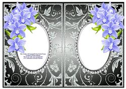 Blue Orchids with Gunmetal & Silver Diamonds Double Frames