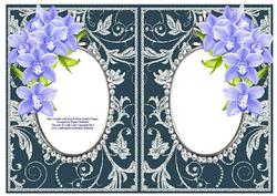 Blue Orchids with Teal & Silver Diamonds Double Frames