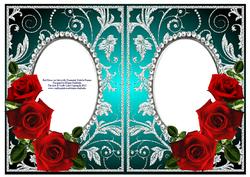 Red Roses on Jade with Silver Diamonds Double Frames