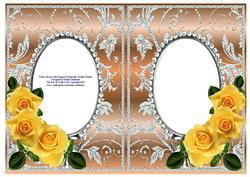 Yellow Roses on Copper with Diamonds Double Frames
