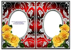 Yellow Roses on Red with Diamonds Double Frames