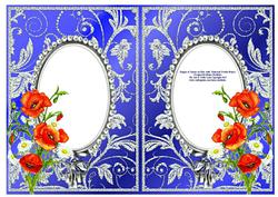 Poppies & Daisies on Blue with Diamonds Double Frames