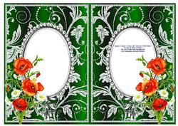 Poppies and Daisies on Green with Diamonds Double Frames