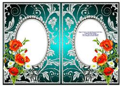 Poppies and Daisies on Jade with Diamonds Double Frames
