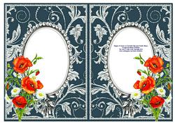 Poppies and Daisies on Teal with Diamonds Double Frames
