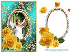 Decoupage Yellow Roses Angel Girl White Dress - Jade Card