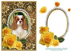 Yellow Roses - King Charles Spaniel - Gold Card Front