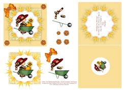 Garden Girl Thanksgiving Blessings - Square Card and Insert
