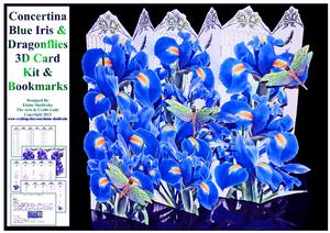 Concertina Blue Iris Dragonflies Over the Edge 3D Card Kit