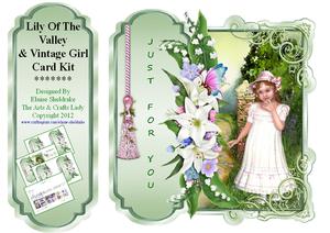 Lily of the Valley Flowers and Vintage Girl 8 x 8 Card Kit