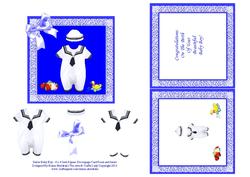 Sailor Baby Boy - Square Decoupage Card Front and Insert