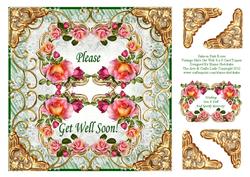 Salmon Pink Roses Vintage Style 8 x 8 Get Well Card