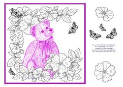 Roses Pink Teddy Bear & Butterfly 8 x 8 Digi Stamp Sheet