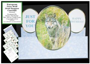 European Grey Wolf -on the Wild Side - Oval Stepper Card Kit