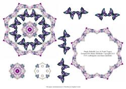 Purple Butterfly Lace & Pearls Card Topper