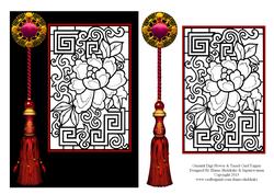 Oriental Flower & Tassel Digi Card Topper