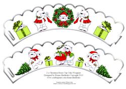 2 x Christmas Teddy Bears Cup Cake Wrappers