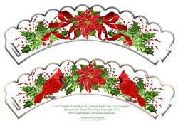 2 x Christmas Poinsettias & Cardinal Birds Cup Cake Wrappers