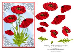 Red Poppies & Blue Sky Card Topper with Decoupage