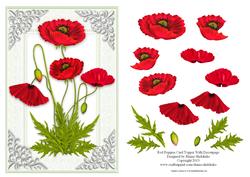 Red Poppies Card Topper with Decoupage
