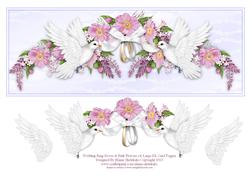 Wedding Ring Doves & Pink Flowers Large Dl Card Topper (4)