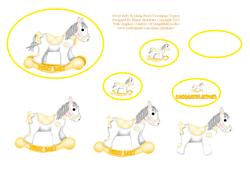 Sweet Baby Rocking Horse - Oval Decoupage Topper Sheet