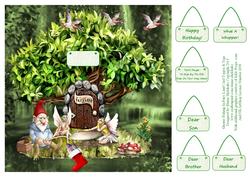 Gnome Fishing in Fairy Land Card Topper & Tags