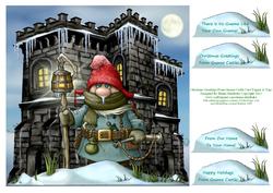Christmas Greetings from Gnome Castle Card Topper with Tags