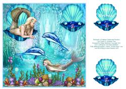 Mermaids & Dolphins Underwater Paradise Card Topper & Tags