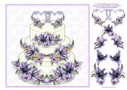 8 x 8 Lily Wedding Cake - Decoupage Card Topper