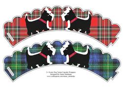 2 x Scottie Dog Scottish Tartan Cupcake Wrappers