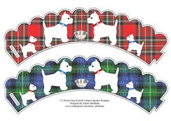 2 x Westie Dog Scottish Tartan Cupcake Wrappers