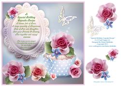A Special Birthday Cupcake Recipe (2) 8" x 8" Card Topper