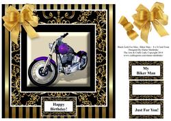Biker Man - 8 x 8 Black Gold Men & Women Card Topper