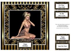 Sexy Seashell Lady 8x8 Black & Gold for Men & Women Topper