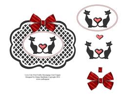Love Cats Oval Decoupage Card Topper