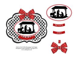 Nativity Silhouette Oval Trellis Decoupage Card Topper