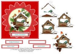Christmas in the Bird's House 6 x 6 Decoupage Card Topper 2