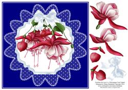 Fuschias on Lace 8 x 8 Decoupage Card Topper