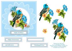 Morning Glory Bird Song 6 x 6 Decoupage Card Topper