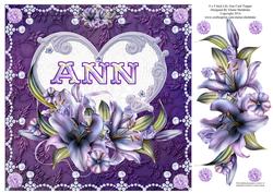 8 x 8 Lily Names a - Z - 'ann' Decoupage Card Topper